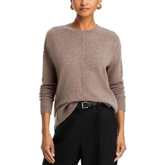 C by Bloomingdale's High/Low Cashmere Crewneck Sweater - Picture 2 of 9